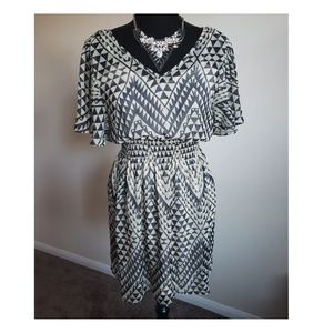 *2F25* AUW Black/Cream Tribal Print Dress